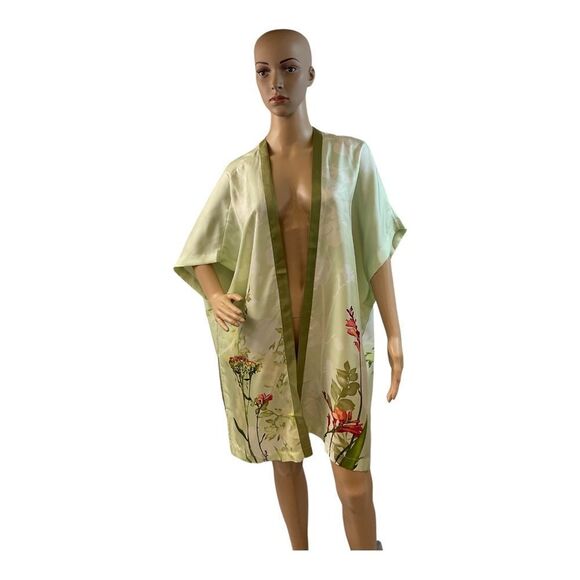 Chico’s Womens Botanic Bouquet Silk Ruana Green Bonsai 100% Silk Size Small. - Picture 1 of 12
